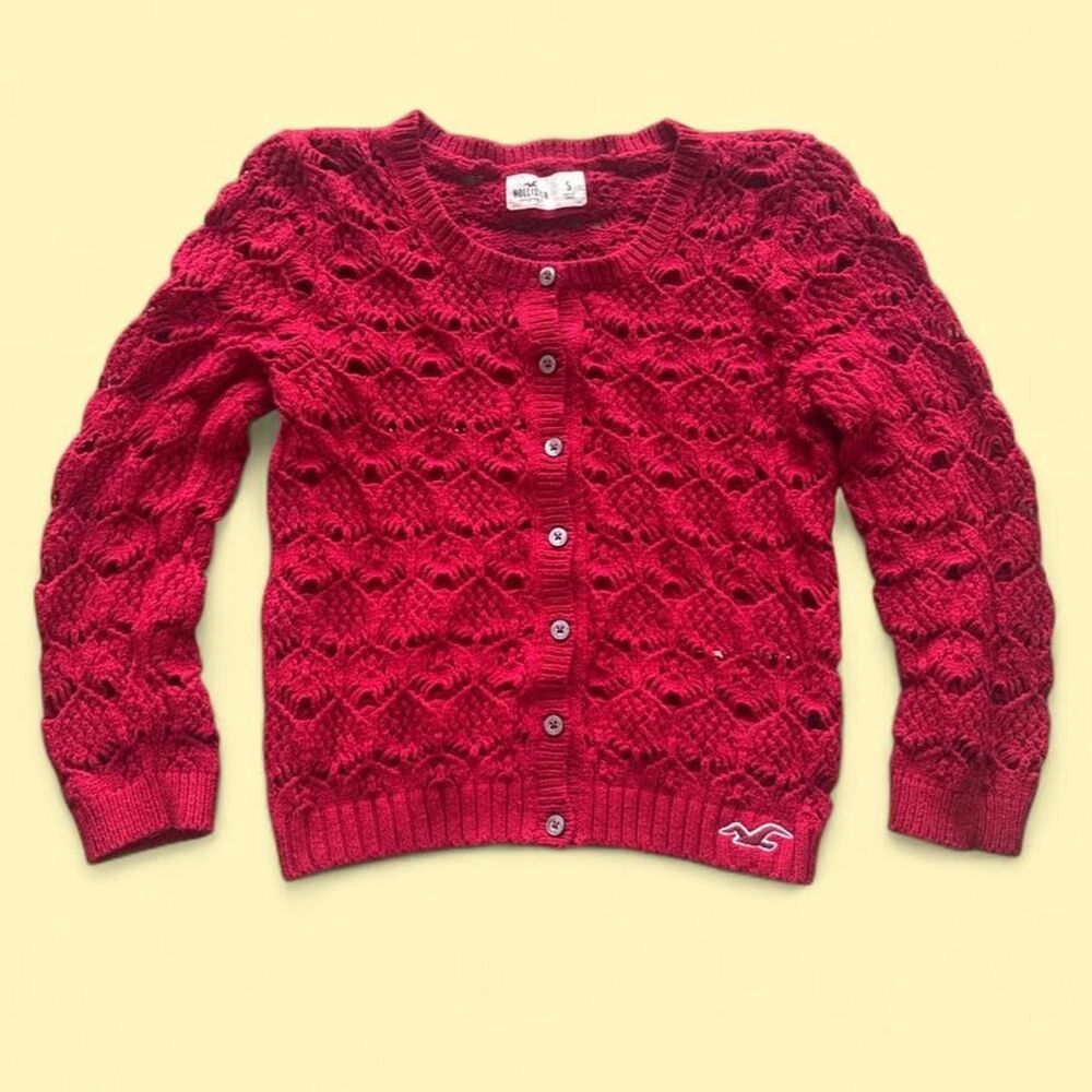 Hollister-co Women's Red Cardigan